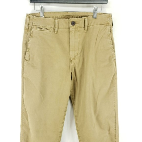 American Eagle Chino Slim Pants Men's Size 29/32 Tan Flex - Picture 4 of 11